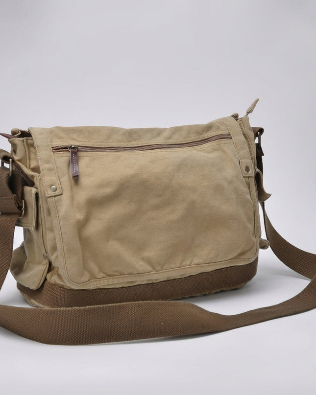 Torba listonoszka w stylu vintage o pojemnym designie i bezpiecznym zapięciu – z grubego płótna dla mężczyzn 2
