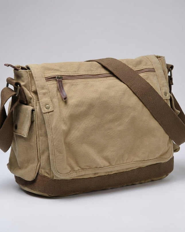 Torba listonoszka w stylu vintage o pojemnym designie i bezpiecznym zapięciu – z grubego płótna dla mężczyzn 6