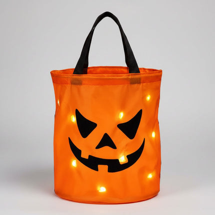 Torba na Halloween z oświetleniem LED w dyniowym wzorze, idealna do zbierania cukierków, wielok 0