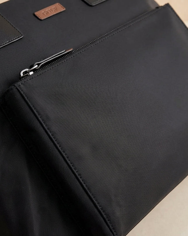 Torba na laptopa z płótna z pojemnymi przegrodami i regulowanym paskiem – szaro-czarna torba biznesowa dla mężczyzn 3