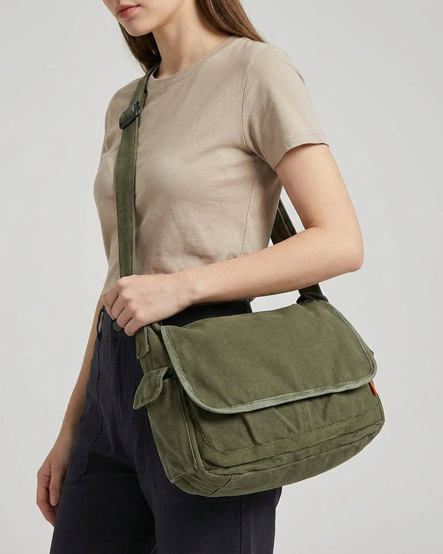 Torba na ramię z płótna z regulowanym paskiem – trwały design w stylu vintage dla kobiet – kolor czarny 0