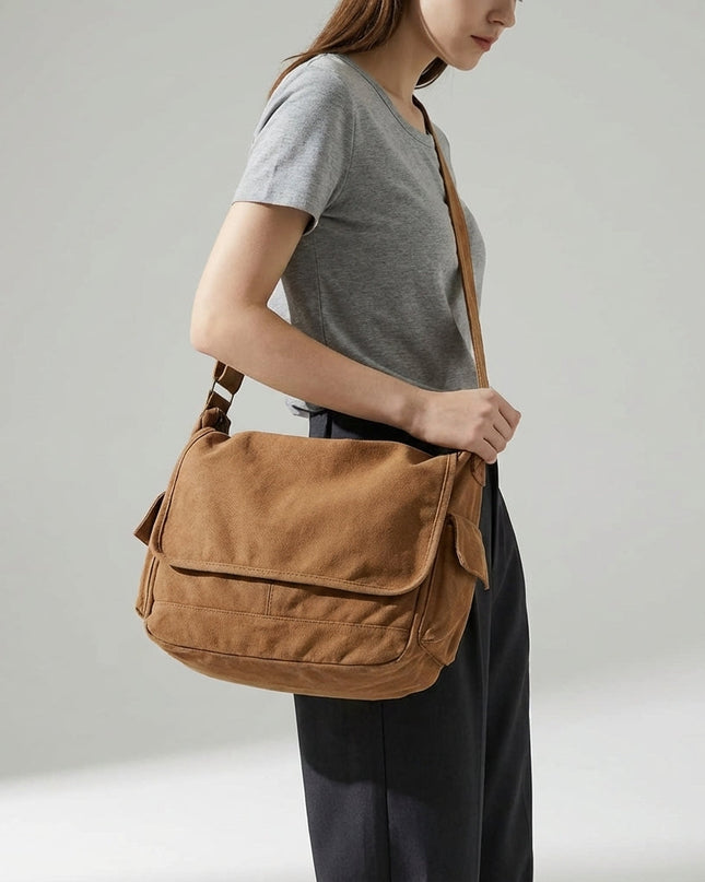 Torba na ramię z płótna z regulowanym paskiem – trwały design w stylu vintage dla kobiet – kolor czarny 2