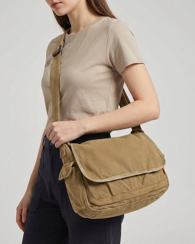 Torba na ramię z płótna z regulowanym paskiem – trwały design w stylu vintage dla kobiet – kolor czarny 5