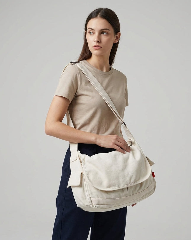 Torba na ramię z płótna z regulowanym paskiem – trwały design w stylu vintage dla kobiet – kolor czarny 6
