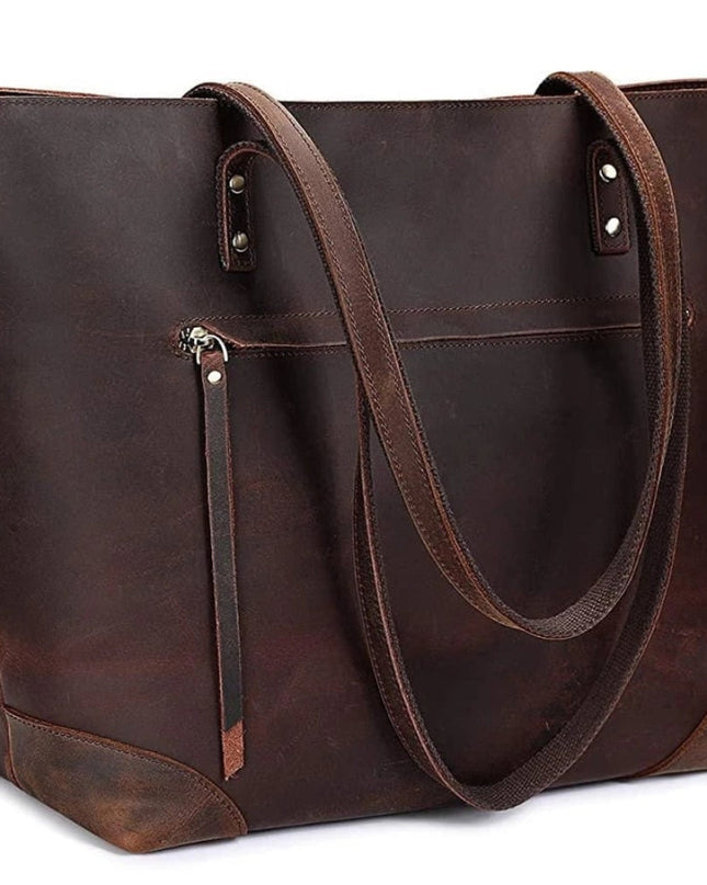 Torba na ramię ze skóry w stylu vintage z regulowanym paskiem – pojemna torba na ramię na co dzień 0
