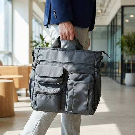 Torba robocza na laptopa z wieloma przegrodami i wyściełanym paskiem na ramię – wytrzymała aktówka biznesowa z tkaniny Oxford 1