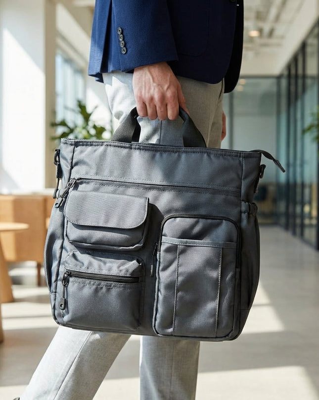 Torba robocza na laptopa z wieloma przegrodami i wyściełanym paskiem na ramię – wytrzymała aktówka biznesowa z tkaniny Oxford 1