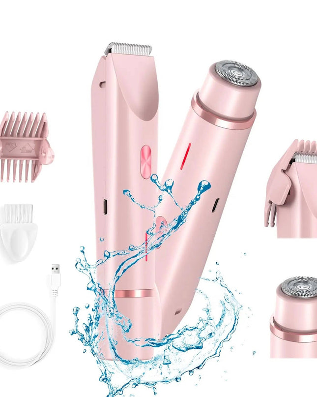 Trymer do włosów łonowych z podwójną głowicą i funkcją wodoodporności – delikatna i cicha praca do pielęgnacji ciała i twarzy 0