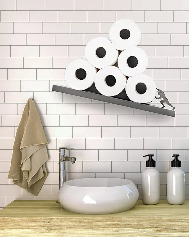 Uchwyt na Papier Toaletowy Czarny Bez Wiercenia – Wysokiej Jakości Stalowy Wieszak do Łazienki 0