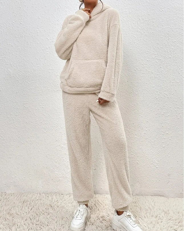 Ultramiękki dres Teddy – wygodny komplet z kapturem – idealnie miękki damski komplet wypoczynkowy 4