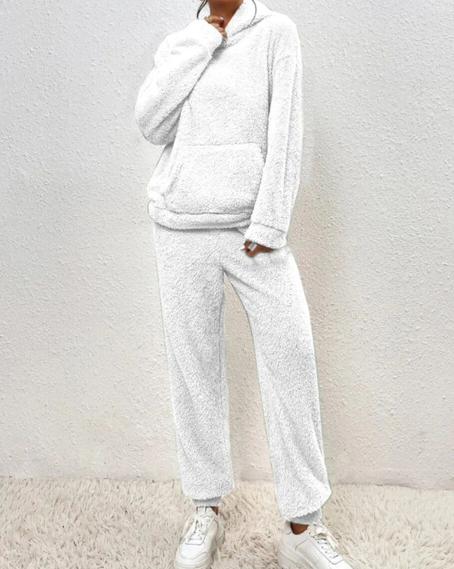 Ultramiękki dres Teddy – wygodny komplet z kapturem – idealnie miękki damski komplet wypoczynkowy 5