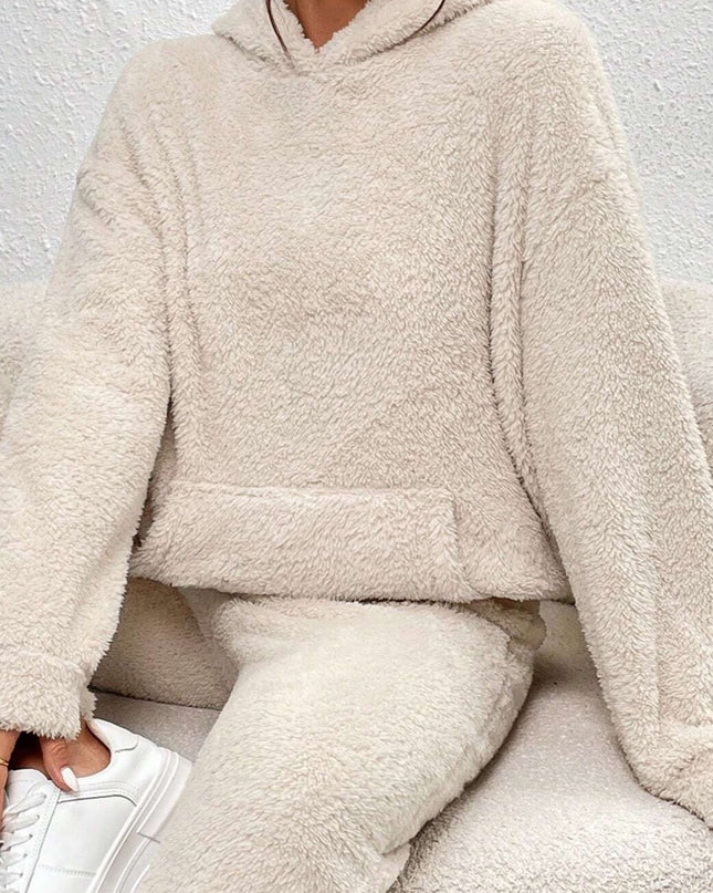 Ultramiękki dres Teddy – wygodny komplet z kapturem – idealnie miękki damski komplet wypoczynkowy 8