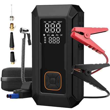 Urządzenie Rozruchowe do Samochodu z Pompą Powietrza i Power Bankiem – Kompaktowy Inflator 1200 A, 12000 mAh, LED, Czarny 1