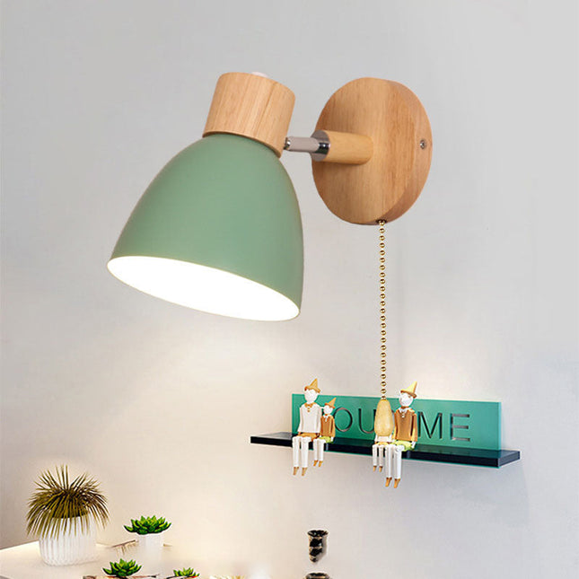 Wall Lamp with Conical Wooden Shade and Metal Frame – Modern Minimalist Design for Indoor Use 12