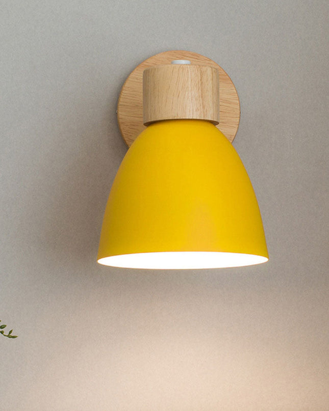 Wall Lamp with Conical Wooden Shade and Metal Frame – Modern Minimalist Design for Indoor Use 4