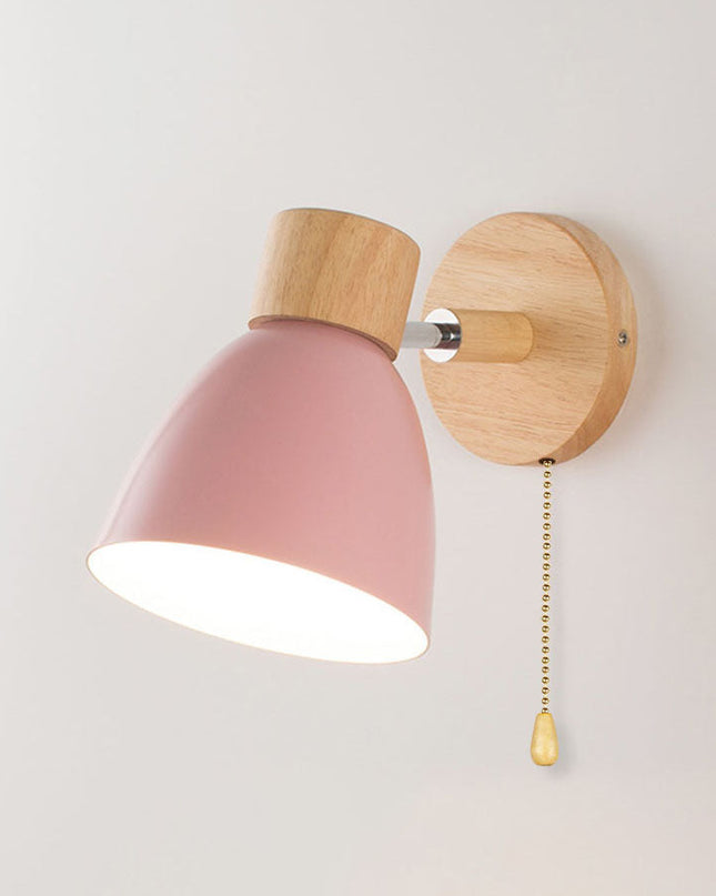 Wall Lamp with Conical Wooden Shade and Metal Frame – Modern Minimalist Design for Indoor Use 6