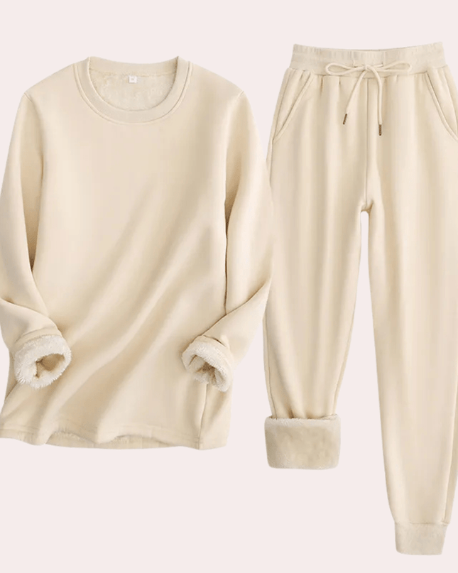 WarmChic - Miękki polarowy komplet wypoczynkowy - Bluza i spodnie dresowe dla przytulnego relaksu 0