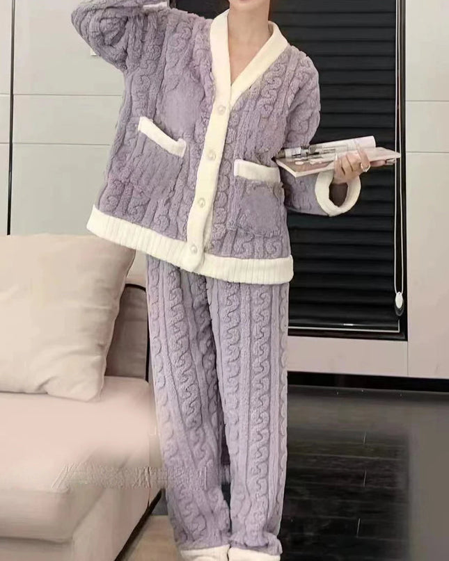 WarmComfort | Gruba piżama polarowa z długimi rękawami 3