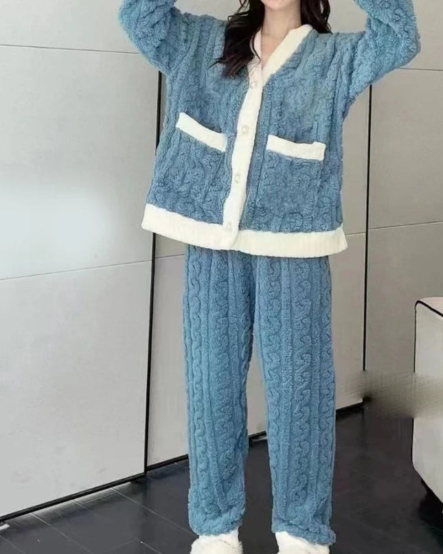 WarmComfort | Gruba piżama polarowa z długimi rękawami 4