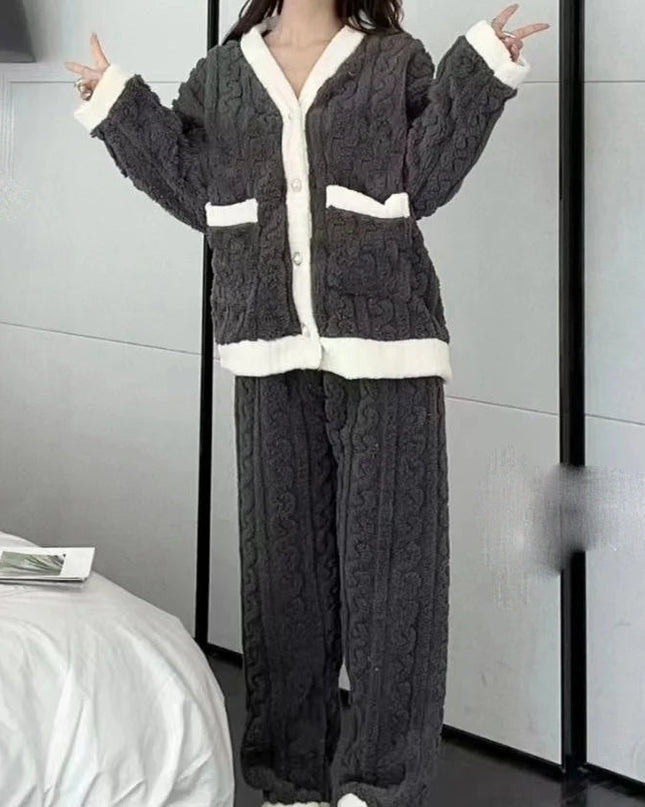 WarmComfort | Gruba piżama polarowa z długimi rękawami 5