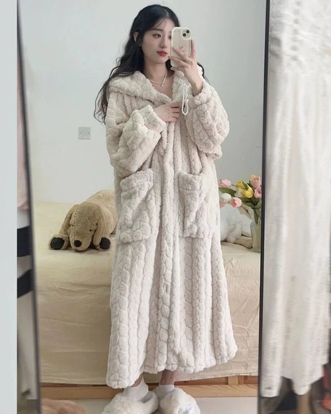 WarmHug - Pluszowy szlafrok z kapturem - Luksusowy i wygodny szlafrok damski 0