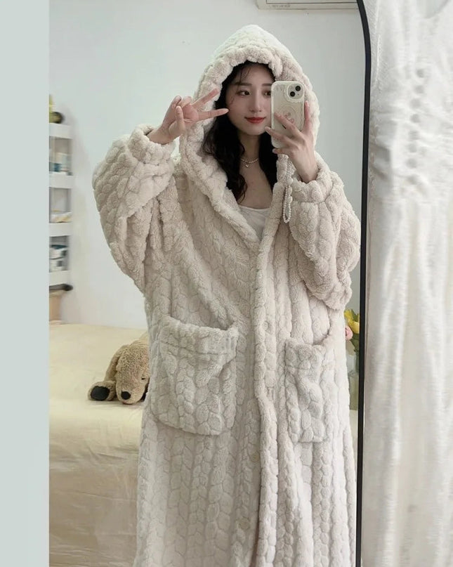 WarmHug - Pluszowy szlafrok z kapturem - Luksusowy i wygodny szlafrok damski 1