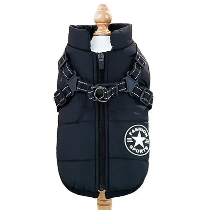 Waterproof Dog Coat with Integrated Reflective Harness and Fleece Lining – 2-in-1 Design for Cold and Rainy Weather 0