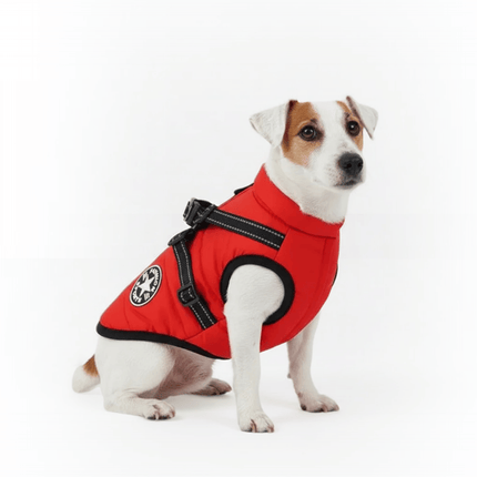 Waterproof Dog Coat with Integrated Reflective Harness and Fleece Lining – 2-in-1 Design for Cold and Rainy Weather 1