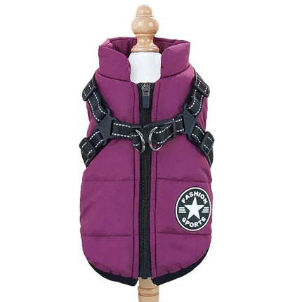 Waterproof Dog Coat with Integrated Reflective Harness and Fleece Lining – 2-in-1 Design for Cold and Rainy Weather 4