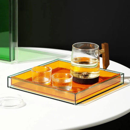 Wielokolorowa taca akrylowa – nowoczesny, kwadratowy design, łatwa w utrzymaniu i wielofunkcyjna, 25 cm 1