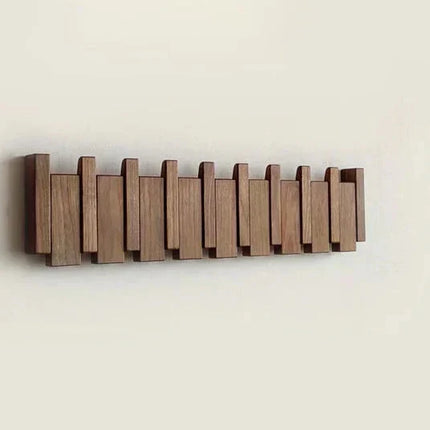 Wieszak na ubrania z litego drewna na ścianę, 60 cm, z nowoczesnym fortepianowym design 6