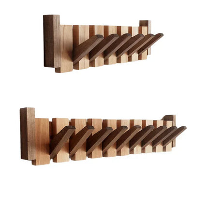 Wieszak na ubrania z litego drewna na ścianę, 60 cm, z nowoczesnym fortepianowym design 7