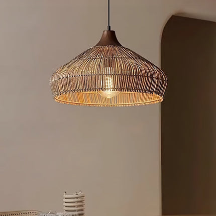 Wiklinowa Lampa Wisząca z Rattanu do Salonu – Elegancki Żyrandol Rustykalny z Regulowaną Wysokością 40-80cm 8