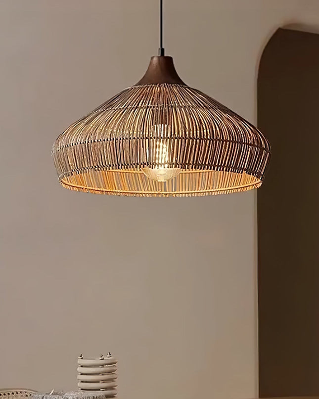 Wiklinowa Lampa Wisząca z Rattanu do Salonu – Elegancki Żyrandol Rustykalny z Regulowaną Wysokością 40-80cm 8