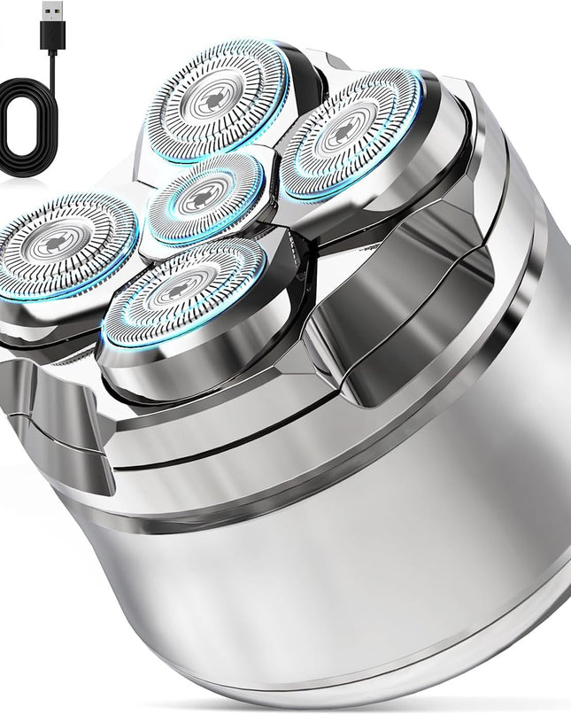 Wodoodporna golarka do głowy dla mężczyzn z 5 ostrzami 5D – bezprzewodowa, akumulatorowa golarka do łysienia z wyświetlaczem LED 0