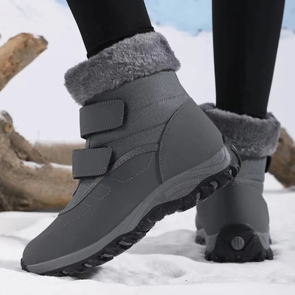 Wodoodporne Botki Damskie na Zimę z Miękką Wyściółką – Szare Buty Zimowe Damskie z Gumową Podeszwą 6