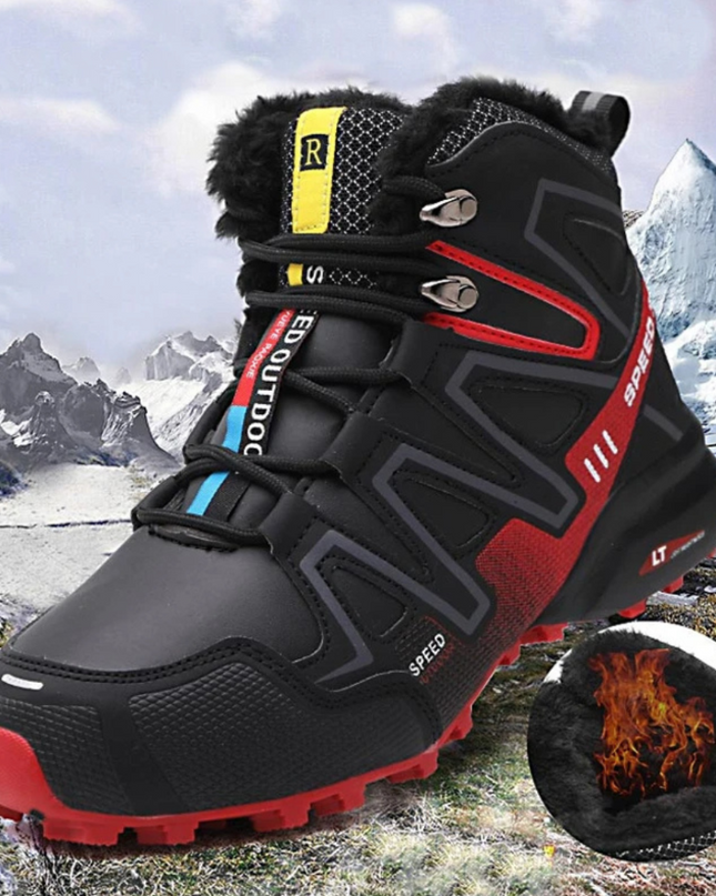 Wodoodporne, ocieplane, zimowe buty trekkingowe – ciepłe obuwie outdoorowe w kolorze czarnym 5