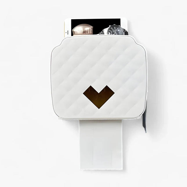 Wodoodporny Uchwyt na Papier Toaletowy z Dodatkowym Schowkiem – Uchwyt Bez Wiercenia, Nowoczesny i Funkcjonalny 0