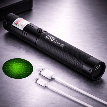 Wskaźnik laserowy z regulowanym zasięgiem, ładowaniem USB i wielokolorowym światłem, idealny 3