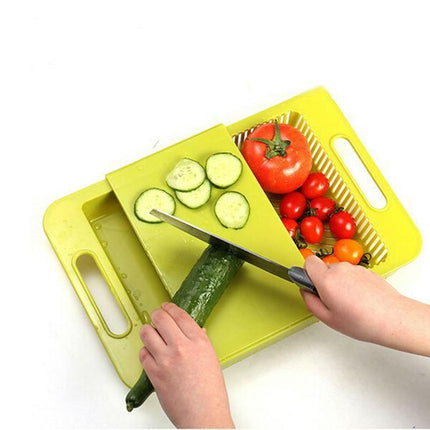 Wszechstronna Rozkładana Deska do Krojenia 3 w 1 z Durszlakiem i Miejscem do Przechowywania 0