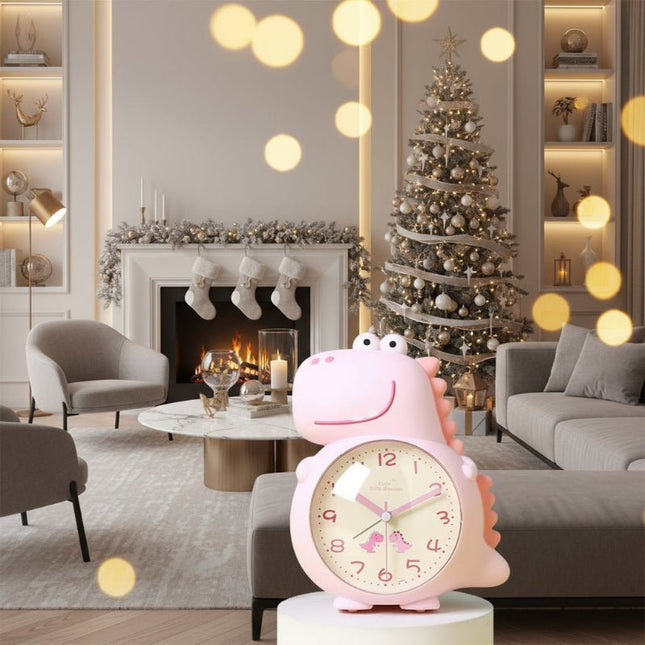 Zabawny Budzik Dinozaur z Delikatnym Światłem dla Dzieci – Cichy Mechanizm i Uroczy Design, 20x16x12 cm 1