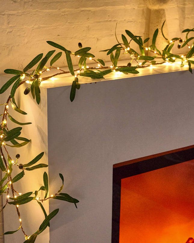 Zaczarowana Girlanda Oliwna z 96 Diodami LED, Miedziana, 72 cale – Ozdoba do Wnętrz i na Zewnątrz 1
