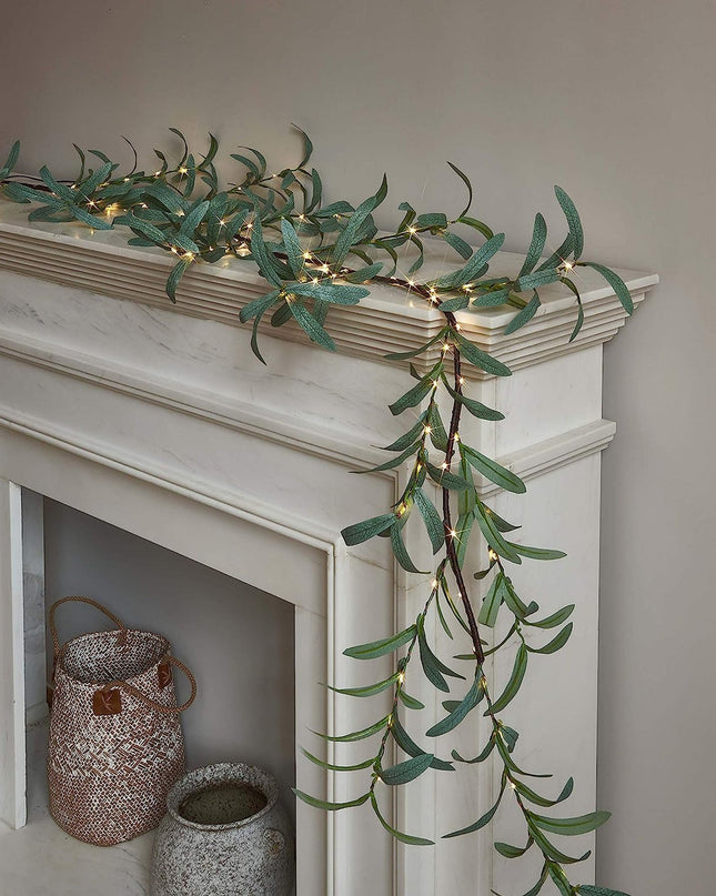 Zaczarowana Girlanda Oliwna z 96 Diodami LED, Miedziana, 72 cale – Ozdoba do Wnętrz i na Zewnątrz 2