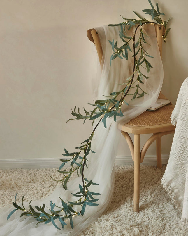 Zaczarowana Girlanda Oliwna z 96 Diodami LED, Miedziana, 72 cale – Ozdoba do Wnętrz i na Zewnątrz 3