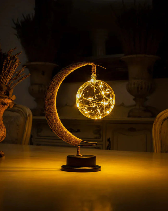 Zaczarowana Lampa Księżycowa LED – Szkło, 27 cm, Miękkie Światło, Przenośna, Idealna do Sypialni i Salonu 1