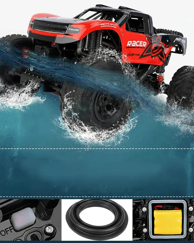 Zdalnie sterowany samochód amfibia 4x4 z wodoodpornością IP66, terenowy monster truck dla dzieci, ideal 4