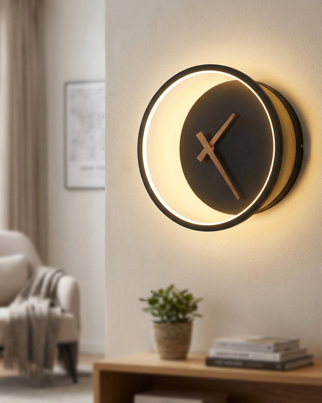 Zegar ścienny LED ze zintegrowanym oświetleniem i ciepłą białą diodą LED – nowoczesny minimalistyczny design 27x25 cm 1