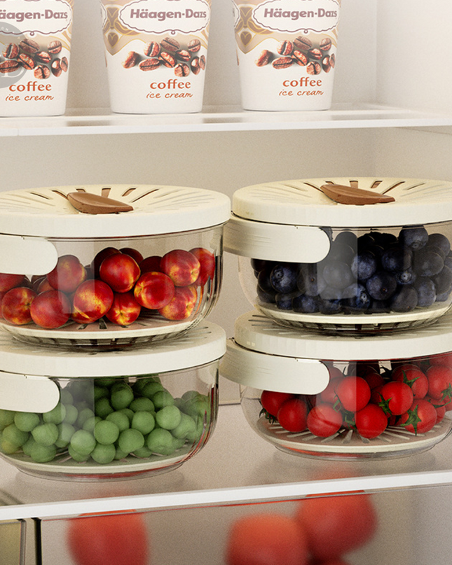 Zestaw 3 pojemników do przechowywania żywności oszczędzających miejsce – pojemniki do układania w stosy, niezawierające BPA, zapewniające świeżość i łatwe przechowywanie 3