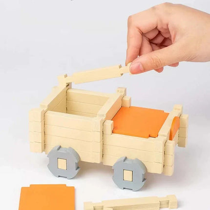 Zestaw drewnianych klocków Montessori dla dzieci, naturalne edukacyjne klocki z drewna wspierające rozwój um 2