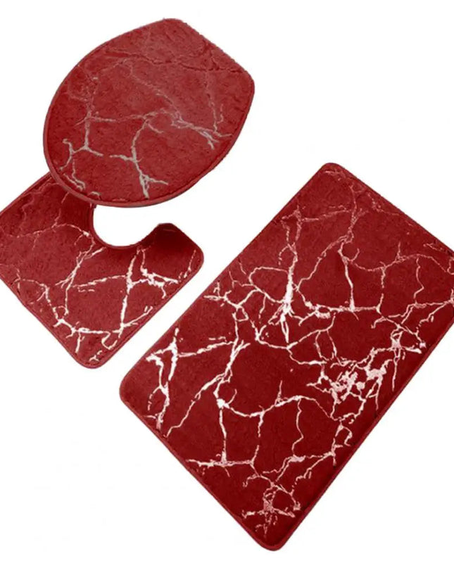 Zestaw Mat Toaletowych w Marmurowy Wzór z Paskami – 3 Sztuki 3